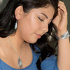Sterling Silver Roman Glass Pear Drop Pendant Necklace
