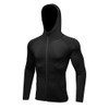 Hooded Long Sleeve Quick Dry Compression Fitness Sport Top with Zipper and Rash guard