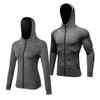 Hooded Long Sleeve Quick Dry Compression Fitness Sport Top with Zipper and Rash guard