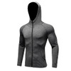 Hooded Long Sleeve Quick Dry Compression Fitness Sport Top with Zipper and Rash guard