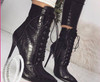 Lace-Up Leather High Heel Boot