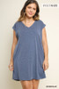 SOLID V-NECK CASUAL DRESS