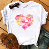 Female T-shirt Romantic Heart Shaped Flowers Vogue Kawaii Harajuku T-Shirt Women Summer Casual Tshirts Korean Style Graphic Tops Female T-shirt Romantic Heart Shaped Flowers Vogue Kawaii Harajuku T-Shirt Women Summer Casual Tshirts Korean Style Graphic Tops