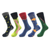 CURRADA 5pairs Men's Combed Cotton Colorful Funny Socks Long Compression