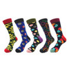 CURRADA 5pairs Men's Combed Cotton Colorful Funny Socks Long Compression