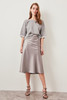 Miss Zut Silver Silk Satin Knee-length Skirt