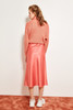 Miss Zut Mink Mustard Silk Satin High-waist Women Knee-length Skirt Chic Style