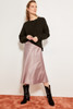 Miss Zut Mink Mustard Silk Satin High-waist Women Knee-length Skirt Chic Style