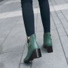 New Women's Genuine Leather Shoes Heels Block Women Zip Ankle Boots Soft Rubber Boots Winter Female Chelsea Boots Fashion