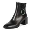 New Women's Genuine Leather Shoes Heels Block Women Zip Ankle Boots Soft Rubber Boots Winter Female Chelsea Boots Fashion