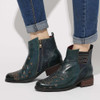 Retro Flower Boots Pattern Stitching Ladies Shoes Genuine Leather Elastic Band Zipper Ankle Boots Boots Women Shoes
