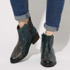 Retro Flower Boots Pattern Stitching Ladies Shoes Genuine Leather Elastic Band Zipper Ankle Boots Boots Women Shoes