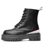 Motorcycle Platform Boots Women Wedge Shoes Autumn Winter Fur Fashion Round Toe Lace-up Genuine Leather Boots Ladies Shoes