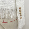 HIGH QUALITY Newest 2020 Fall Winter Designer Jacket Women's Lion Buttons Tassel Tweed Fringed Jacket Coat