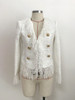 HIGH QUALITY Newest 2020 Fall Winter Designer Jacket Women's Lion Buttons Tassel Tweed Fringed Jacket Coat
