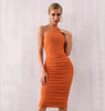New Summer Women One Shoulder Celebrity Evening Party Bandage Dress Vestidos Sexy Khaki Sleeveless Bodycon Club Dress
