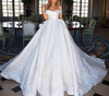 Boat Neckline Luxury Ball-Gown Wedding Dress Satin Fabrics Elegant Princess Wedding Gown