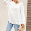 O-Neck Elegant Embroidery Floral Hollow Out Blouse Shirt Women Lantern Sleeve Tops Spring Summer Casual Loose Blusas Plus Size