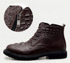 Business Men Boots Elite Men's Shoes Crocodile Texture Fur Men Snow Boots High Quality Leather Shoes Warm Chelsea Boots