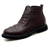 Business Men Boots Elite Men's Shoes Crocodile Texture Fur Men Snow Boots High Quality Leather Shoes Warm Chelsea Boots