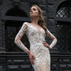 Ivory Lace Champagne Lining Satin Elegant Long Sleeve Mermaid Wedding Dresses Vestido De Noiva Sereia New Style Trumpet Gowns