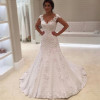 Luxury Pearls Lace Mermaid Wedding Dress 2020 Custom Made Bridal Gown Robe de mariage