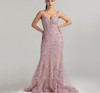 Pink Sexy Elegant Evening Dress 2020 Lace Pearls Diamond Mermaid Formal Party Gown