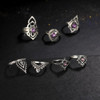 Purple Tibetan Inspired Flower Ring Set