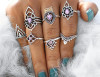 Purple Tibetan Inspired Flower Ring Set