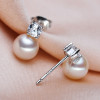 Natural White Freshwater Pearl And Zircon Stud Earrings - $49 PROMO FREE SHIPPING