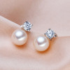 Natural White Freshwater Pearl And Zircon Stud Earrings - $49 PROMO FREE SHIPPING