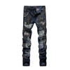 European American Style Black Men Jeans Luxury Men's Casual Denim Trousers Hole Slim Straight Jeans for Men