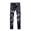 European American Style Black Men Jeans Luxury Men's Casual Denim Trousers Hole Slim Straight Jeans for Men