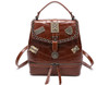 Genuine leather cow skin brown solid backpack shcool bag for women