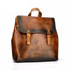 Handmade wiping vintage  backpack men women real leather cowhide leather backpack casual travel backpacks