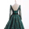 A-line evening dresses long sleeves o-neck elegagnt evening gown for women green formal dresses robe de soiree