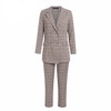 Plaid double breasted women blazer suit set Long sleeve office ladies pant suits female Casual streetwear trouser suit