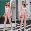 Plaid double breasted women blazer suit set Long sleeve office ladies pant suits female Casual streetwear trouser suit