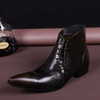 Italian Real Leather Men Boots Pointed Toe Lace Up Ankle Boots Large Size Business Men Formal Leather Boots Shoes
