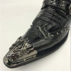 New Punk Style Genuine Leather Men Ankle Boots Iron Pointed Toe Lace Up Mens Military Cowboy Boots High Top Buckles Botas Hombre