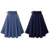 Denim Jeans A line High Elastic Waist Streetwear Midi Pleated Women's Skirt Denim Jeans A line High Elastic Waist Streetwear Midi Pleated Women's Skirt