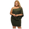 Plus Size Women's Glamorous Solid Color Mini Dress