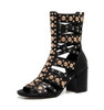 Latest Women Gladiator Sandals Fashion Rivet Summer Long Boots Open Toe Real Leather Hollowed out Designer Sandals