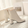 INS HOT women Ankle boots Genuine Leather 22-26.5 cm feet length boots for women Pointed toe Chelsea boots high heel boots