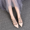 Rivet flat sandals cow leather  women luxury brand shoes female fashion geuine leather  branded leather shoes lady