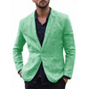Men's Stylish Casual Linen Blazer Jacket One Button Lightweight Groomsmen Tuxedo Jacket For Beach Wedding Business Wear
