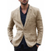 Men's Stylish Casual Linen Blazer Jacket One Button Lightweight Groomsmen Tuxedo Jacket For Beach Wedding Business Wear