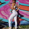 New Women Sexy Yoga Jumpsuit Fitness Clothing Women's One Pieces Backless Sports Jumpsuit Gym Workout Yoga Set Pink Gym Bodysuit