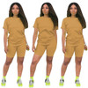 Women two piece set summer o-neck crop top shorts 2 piece set for women two pieces sets tops shorts summer women' suit Women two piece set summer o-neck crop top shorts 2 piece set for women two pieces sets tops shorts summer women' suit