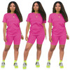 Women two piece set summer o-neck crop top shorts 2 piece set for women two pieces sets tops shorts summer women' suit Women two piece set summer o-neck crop top shorts 2 piece set for women two pieces sets tops shorts summer women' suit